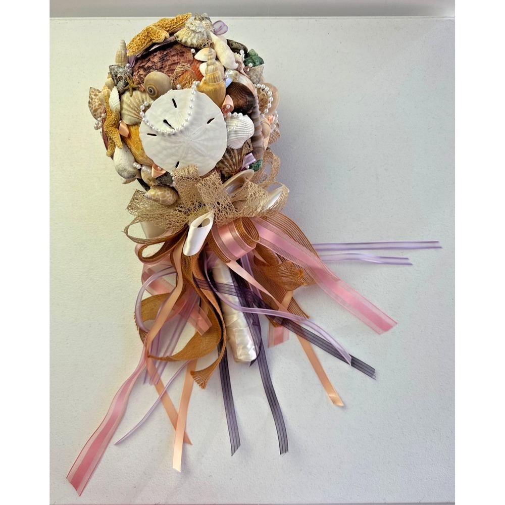 Custom Made XL Bridal Bouquet Seashell Starfish Beach Coastal Boho Mermaid Decor